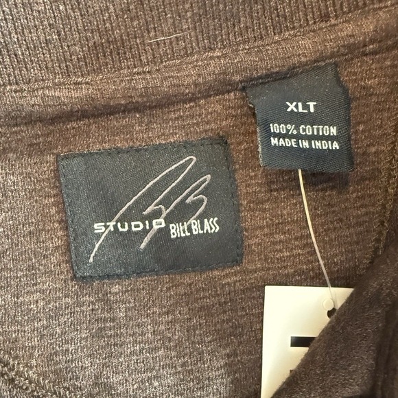 Studio By Bill Blass Men's Vintage Brown Striped Long Sleeve Polo Size XLT - Picture 8 of 13